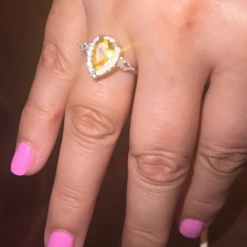 Ladies Timeless Elegant  Tear Drop Simulated Diamonds ring
